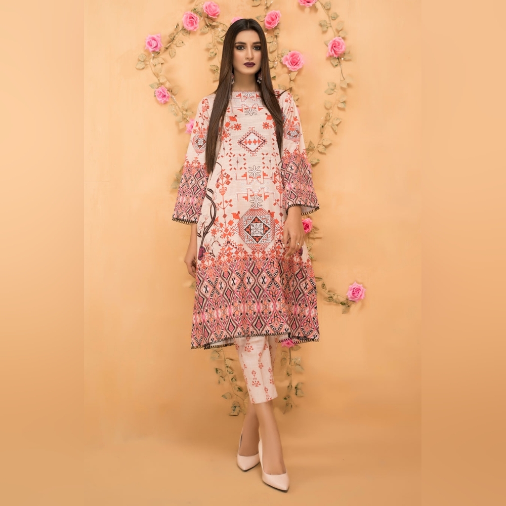 Khaddar Printed Dress 2Pc